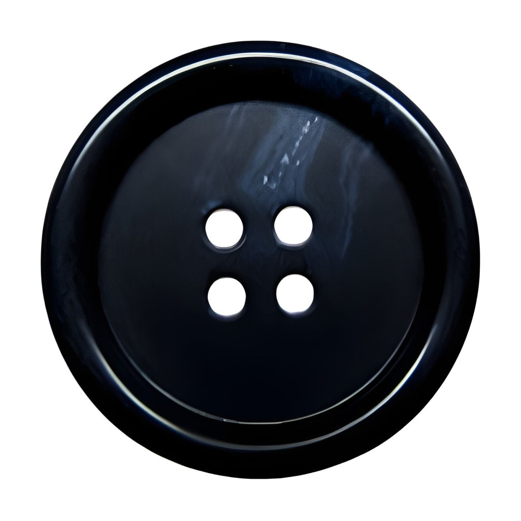 Premium Suit Buttons in black, round shape with four holes, shown against a white background.