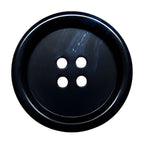 Premium Suit Buttons in black, round shape with four holes, shown against a white background.