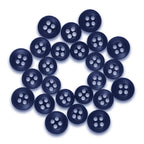 Twenty-four Replacement Shirt Buttons in dark blue poly-nylon are arranged in a circular pattern on a white background.