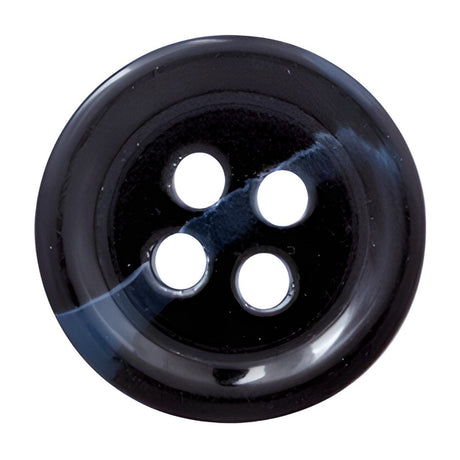 The Standard Suit Buttons feature a shiny black finish, four holes, and a subtle diagonal streak—ideal replacements for black blazers.