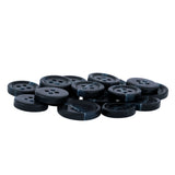 Standard Suit Buttons in dark blue, featuring four holes, ideal as replacement buttons for a black blazer, shown on a white background.