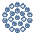 Twenty-two blue 'Work Shirt Buttons' arranged in a circle on a white background.