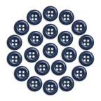 The Work Shirt Buttons 22 Pack features dark blue military spec buttons in a circular layout on white, perfect as replacements for work shirts.