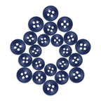 Twenty Replacement Shirt Buttons in blue poly-nylon, star-shaped arrangement on white background—ideal for dress shirt repairs or a tailor’s kit.