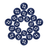 Twenty Replacement Shirt Buttons in blue poly-nylon, star-shaped arrangement on white background—ideal for dress shirt repairs or a tailor’s kit.