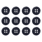 Twelve Suspender Brace Pant Buttons, black with four holes, are arranged in a grid on a white background.