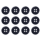 Twelve Suspender Brace Pant Buttons, black with four holes, are arranged in a grid on a white background.