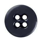 A Suspender Brace Pant Button, black and round with four holes, ideal for button-on suspenders or trouser braces, shown against a white background.