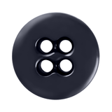 A Suspender Brace Pant Button, black and round with four holes, ideal for button-on suspenders or trouser braces, shown against a white background.