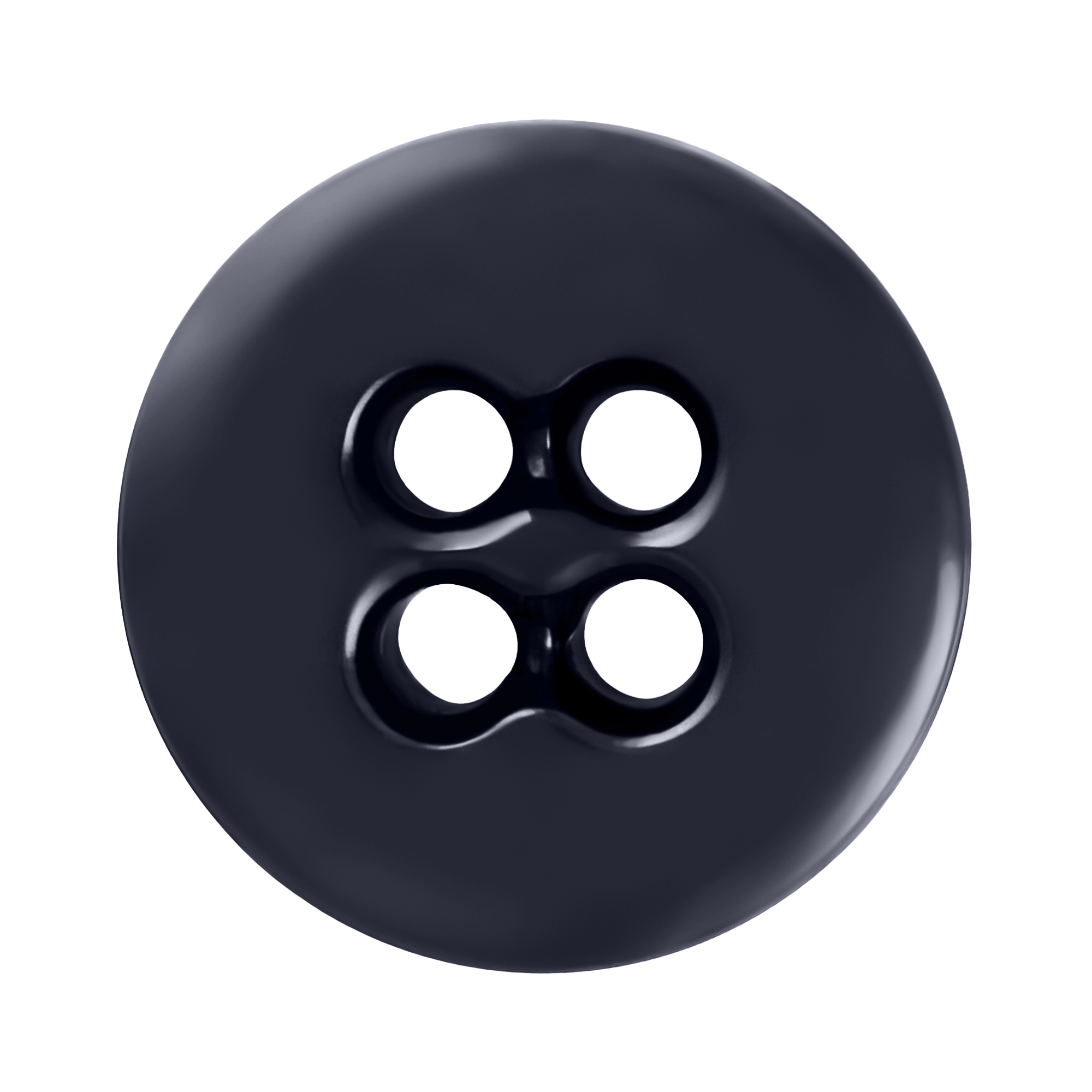 A Suspender Brace Pant Button, black and round with four holes, ideal for button-on suspenders or trouser braces, shown against a white background.