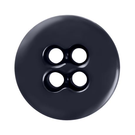 A Suspender Brace Pant Button, black and round with four holes, ideal for button-on suspenders or trouser braces, shown against a white background.