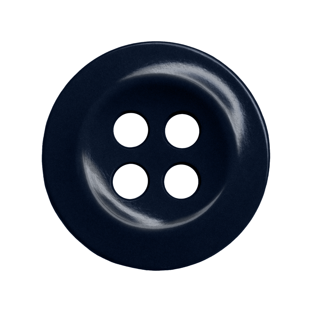 A dark blue, four-hole Work Shirt Button viewed from above on a white background—ideal as a replacement button for work shirts.