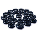 Work Shirt Buttons—black, four-hole replacements—are displayed in a loose circle on a white background.