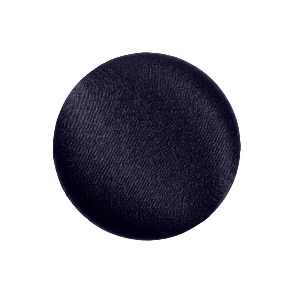 A round, black Tuxedo Suit Button made of fabric, displayed on a white background; often used as a satin button for formalwear.