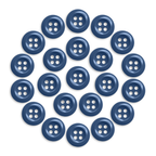 Twenty-two blue Work Shirt Buttons from the 22 Pack are arranged in a circle on a white background.