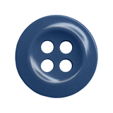 Work Shirt Buttons: Blue four-hole button on a white background, perfect as a replacement or for industrial work shirt use.