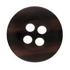 A round, dark brown Khakis, Chinos and Casual Cotton Pant Button with four center holes, viewed from above.