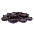 A set of dark brown, round, four-hole Luxury Suit Buttons made from buffalo bone displayed on a white surface.