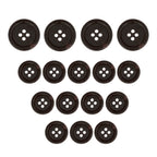 Regular Suit Buttons in dark brown are arranged in a heart shape on a white background.