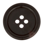 A black, round four-hole Regular Suit Button viewed from above on a white background—ideal for replacing suit jacket buttons or other garment fasteners.