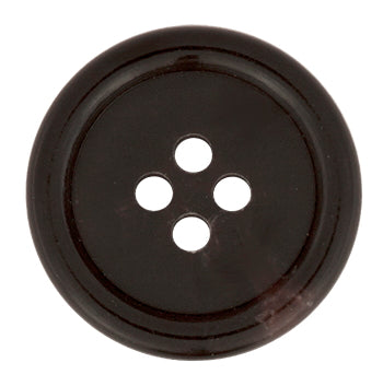A black, round four-hole Regular Suit Button viewed from above on a white background—ideal for replacing suit jacket buttons or other garment fasteners.