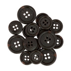 A cluster of Regular Suit Buttons in dark brown and black on a white background, ideal as replacement buttons for suits.