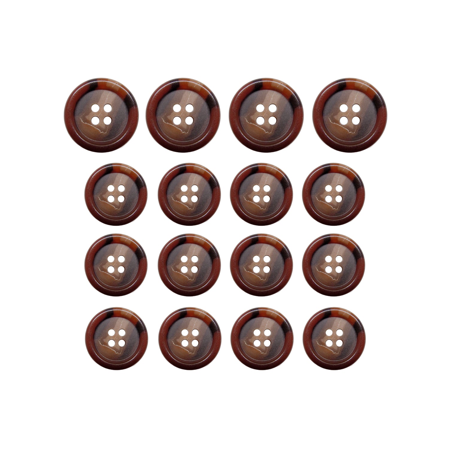Fifteen Luxury Suit Buttons, each with four holes, arranged in a 4x4 grid with one space missing.