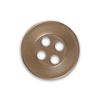 The Replacement Shirt Buttons are brown, round, four-hole buttons with a matte finish—perfect for tailor's button kits.