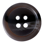 The Standard Suit Button is round and black with four center holes, displayed on a white background—ideal for replacing lost buttons on any black blazer.