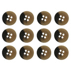 Twelve Khakis, Chinos and Casual Cotton Pant Buttons with four holes are neatly arranged in a grid on a white background.