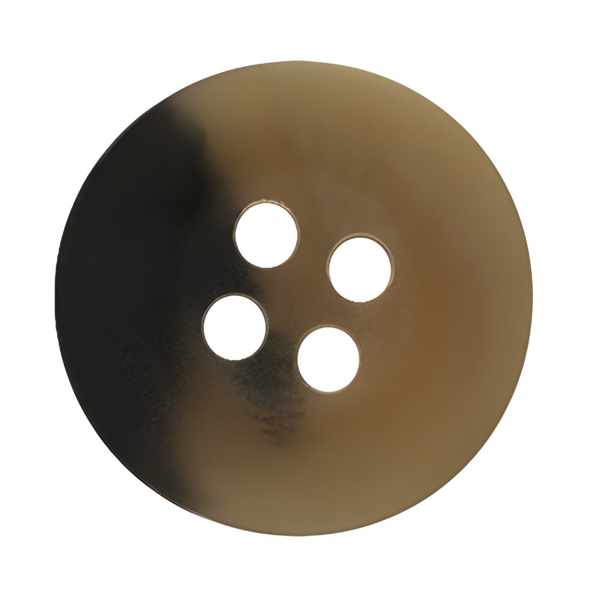 A round, shiny brown nylon "Khakis, Chinos and Casual Cotton Pant Button" with four center holes, ideal as a replacement for pants, shown against a white background.