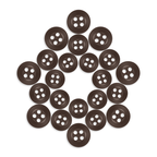 Twenty-one Replacement Shirt Buttons, brown poly-nylon with an anti-glare matte finish, are arranged in a five-pointed star on a white background.