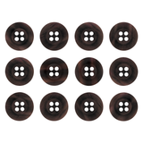 Twelve Khakis, Chinos and Casual Cotton Pant Buttons, dark brown nylon with four holes each, are arranged in a 3x4 grid on a white background.