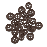 A pile of brown, round Replacement Shirt Buttons with an anti-glare matte finish is scattered on a white background.