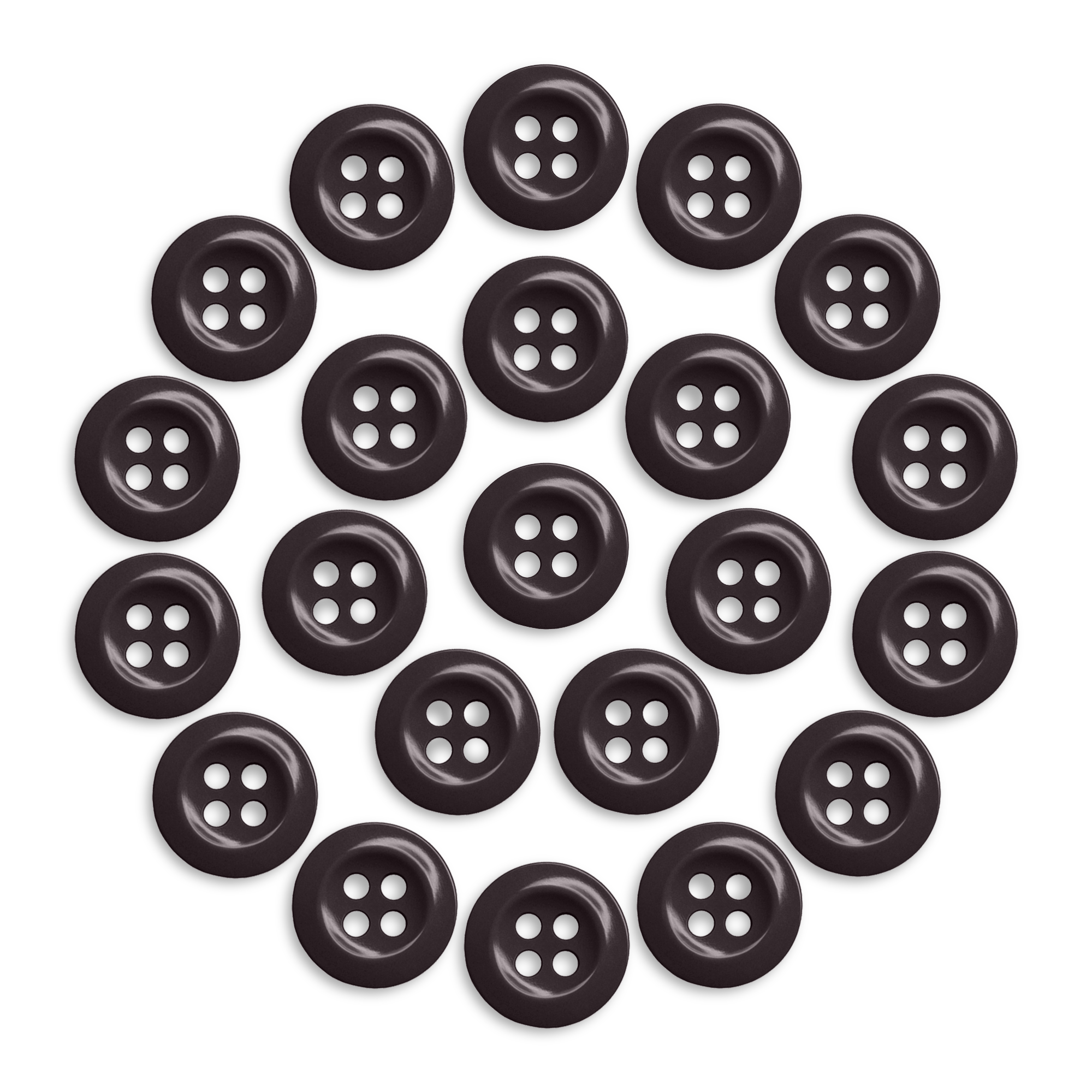 Twenty-two durable Work Shirt Buttons arranged in a circular pattern on a white background.