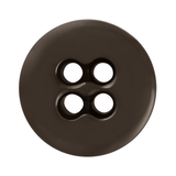 A round, dark brown Suspender Brace Pant Button with four holes, viewed from above on a white background.
