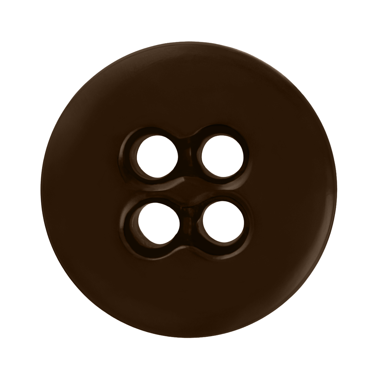 A round, dark brown Suspender Brace Pant Button with four holes shown on a white background.