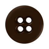 A round, dark brown Suspender Brace Pant Button with four holes shown on a white background.