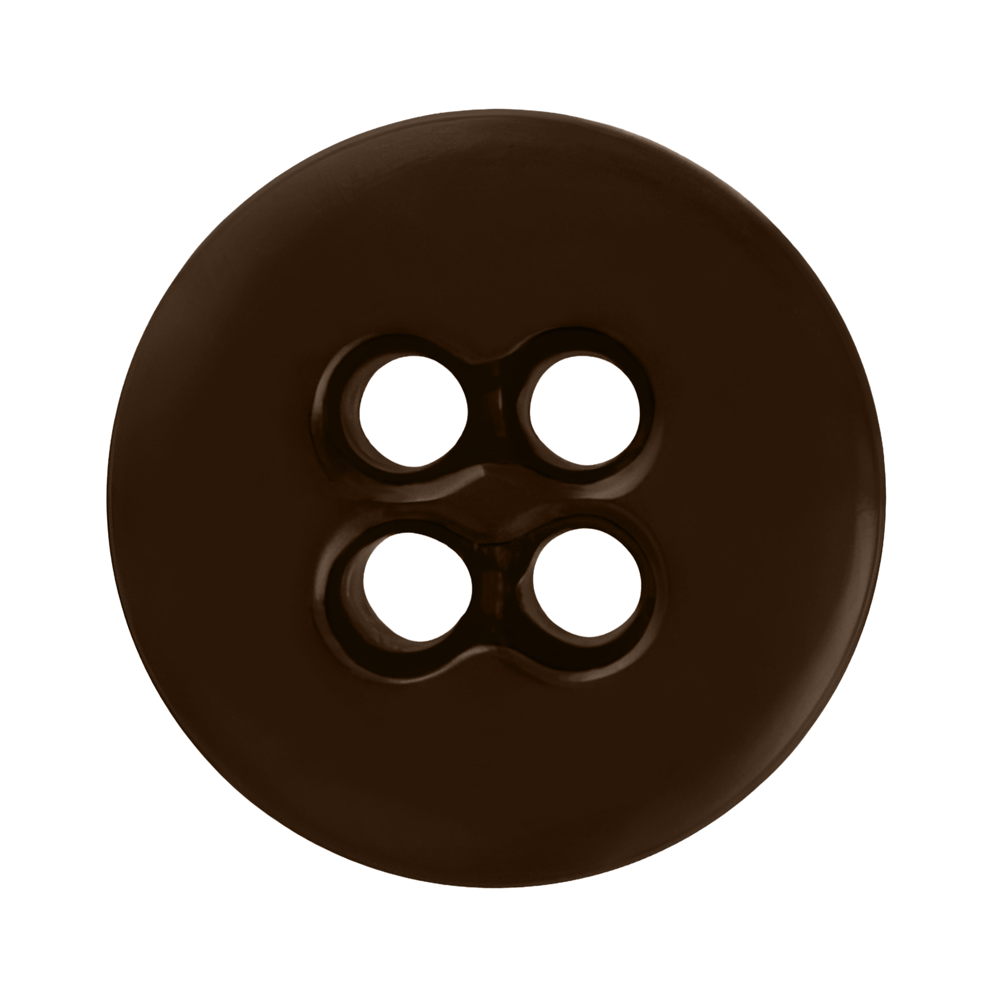 A round, dark brown Suspender Brace Pant Button with four holes shown on a white background.