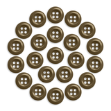 Twenty-four brown Work Shirt Buttons with four holes, arranged in a circle on a white background.