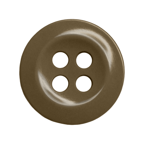 Work Shirt Buttons: A brown, round four-hole button on a white background, perfect as a replacement for your work shirt.
