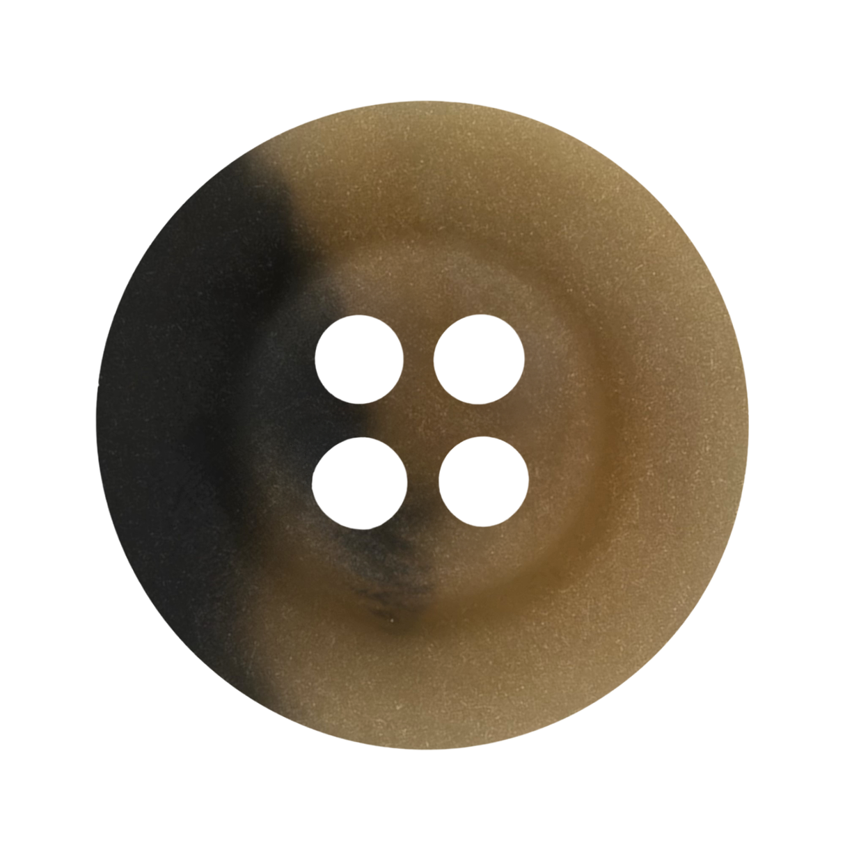 The Khakis, Chinos and Casual Cotton Pant Button is a round, four-hole button with a brown gradient and dark left-side shadow, ideal for replacing black pant buttons. Displayed on a white background.