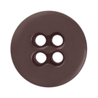 A brown, round Suspender Brace Pant Button with four center holes is shown from above on a white background, resembling classic military spec suspender buttons.