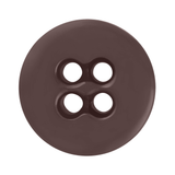 A brown, round Suspender Brace Pant Button with four center holes is shown from above on a white background, resembling classic military spec suspender buttons.