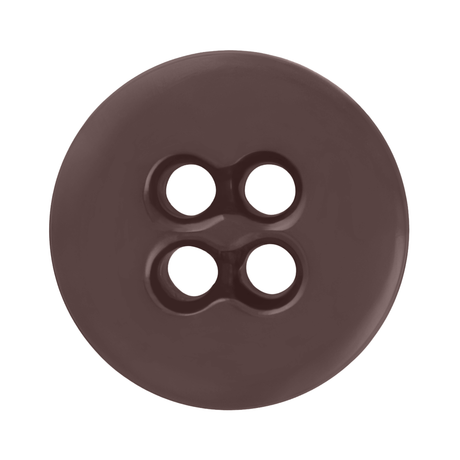 A brown, round Suspender Brace Pant Button with four center holes is shown from above on a white background, resembling classic military spec suspender buttons.