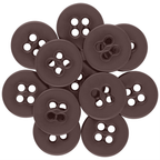 A cluster of overlapping brown Suspender Brace Pant Buttons, each featuring four holes, arranged in a circular pattern.