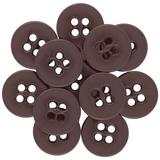 A cluster of overlapping brown Suspender Brace Pant Buttons, each featuring four holes, arranged in a circular pattern.