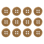 Twelve Suspender Brace Pant Buttons, brown with four holes, are neatly arranged in a 3 by 4 grid on a white background.