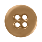 A brown, four-hole Suspender Brace Pant Button shown from above on a white background, ideal for military spec suspenders or classic button-on suspenders.