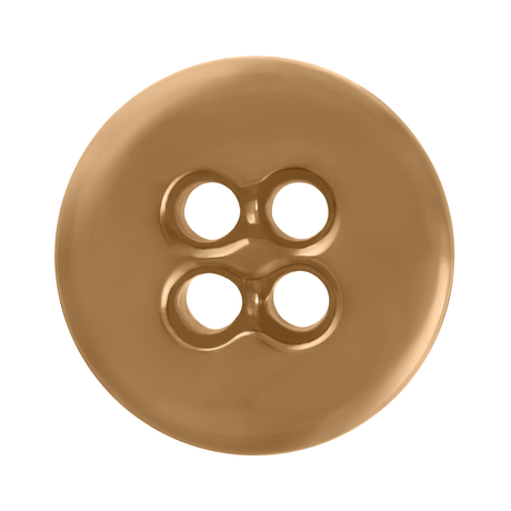 A brown, four-hole Suspender Brace Pant Button shown from above on a white background, ideal for military spec suspenders or classic button-on suspenders.